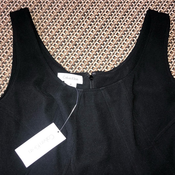 🖤NEW! Calvin Klein Classic Black Sleeveless Mid Length Dress LBD Size 4 - Picture 4 of 14